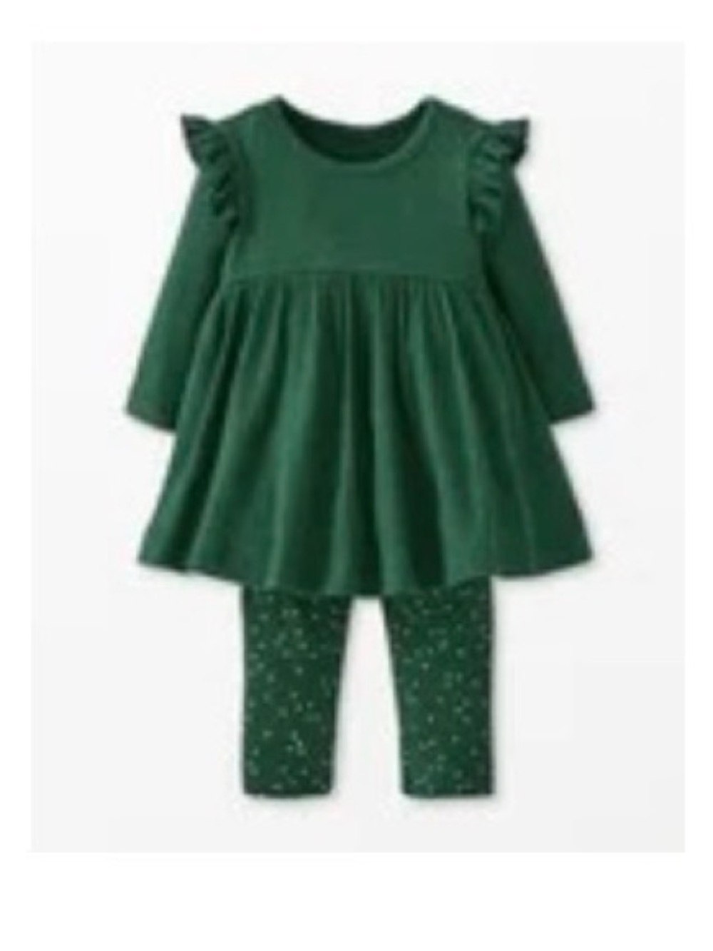 Hanna Andersson Green Ruffle Dress Leggings Set 3T 90